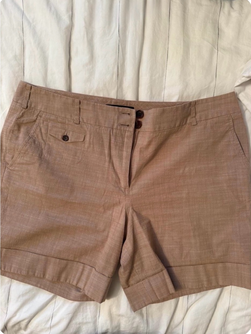 Talbots Tan Linen-Blend Women's Bermuda Shorts